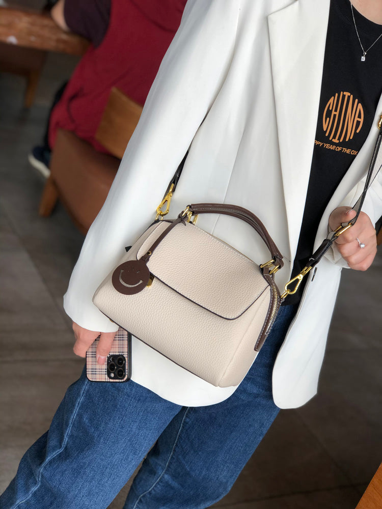 Panelled Color Women Handbag 100% Genuine Leather