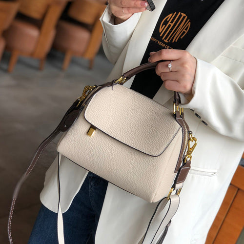 Panelled Color Women Handbag 100% Genuine Leather