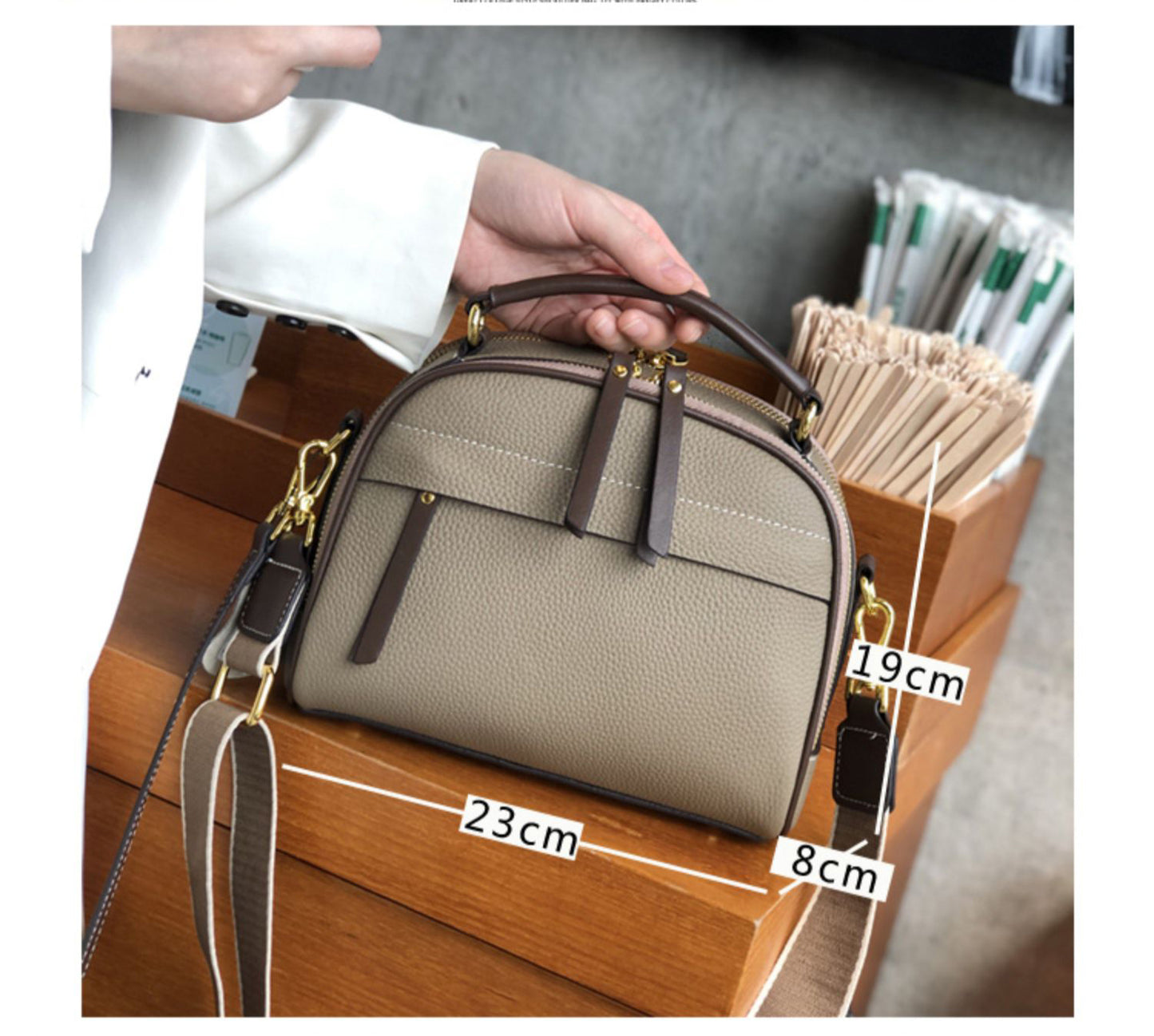 Fashion Round Flap Bag 100% Genuine Cow Leather Women Handbag