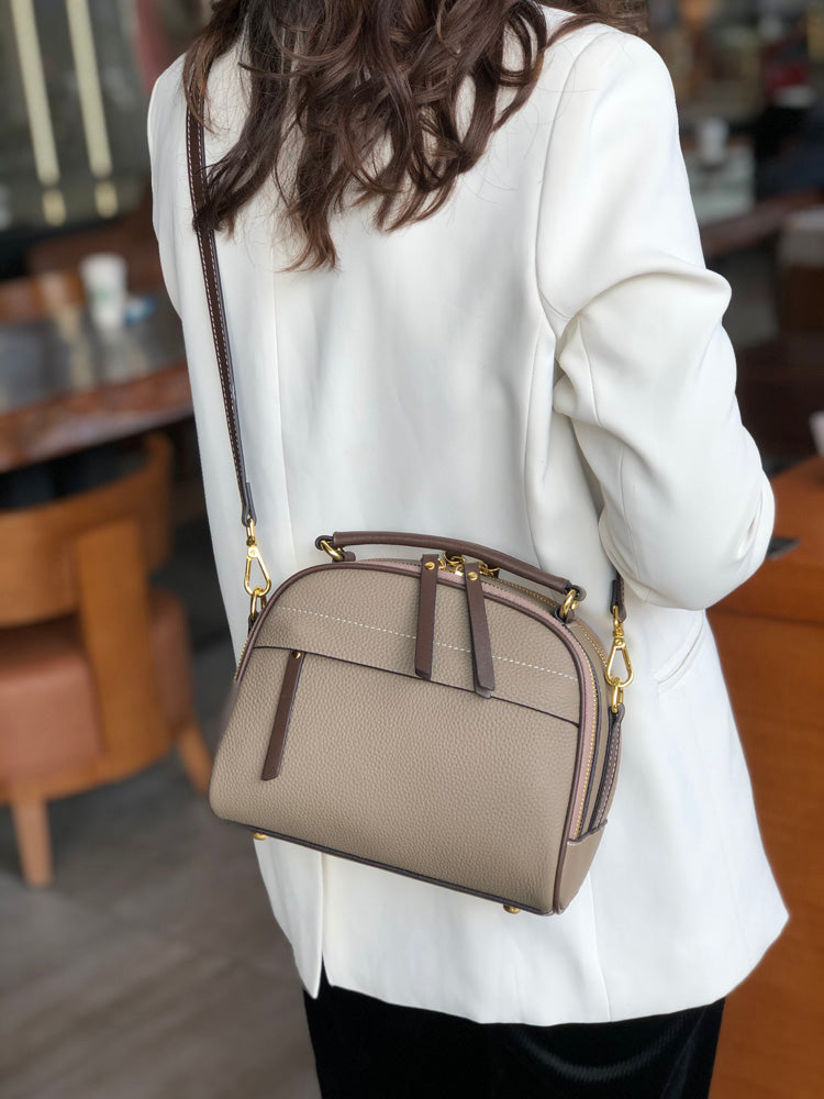 Fashion Round Flap Bag 100% Genuine Cow Leather Women Handbag