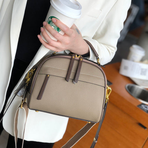 Fashion Round Flap Bag 100% Genuine Cow Leather Women Handbag