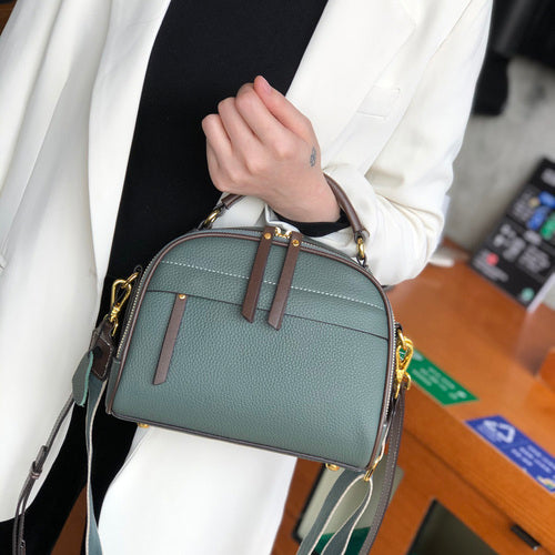 Fashion Round Flap Bag 100% Genuine Cow Leather Women Handbag