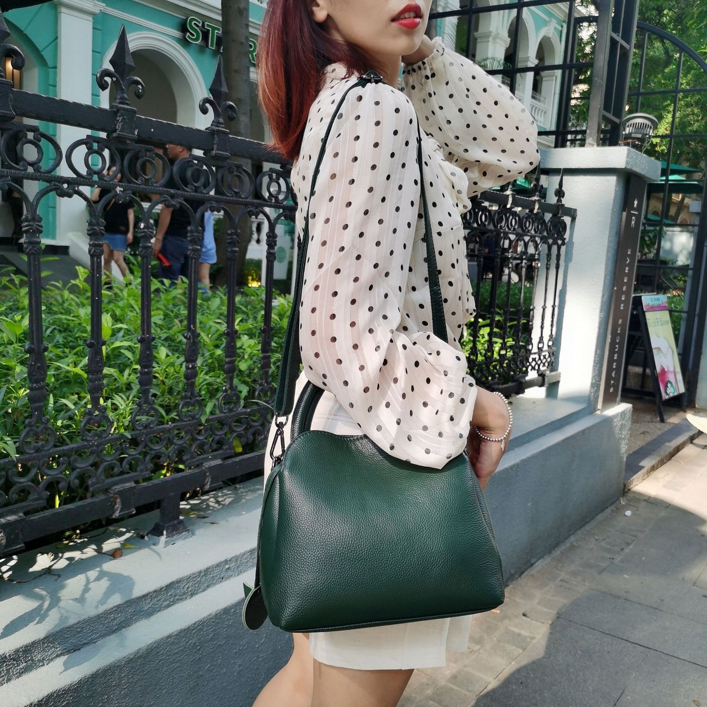 シックな第一層牛革レディースハンドバッグ 2サイズ