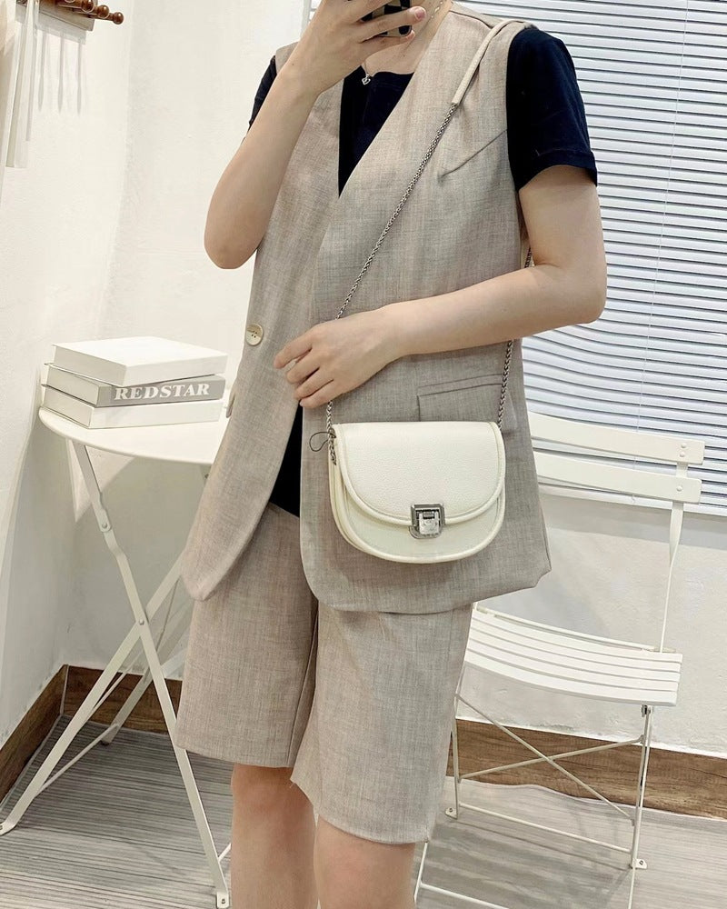 Leisure Yellow Small Saddle Bag 100% Genuine Cow Leather Women