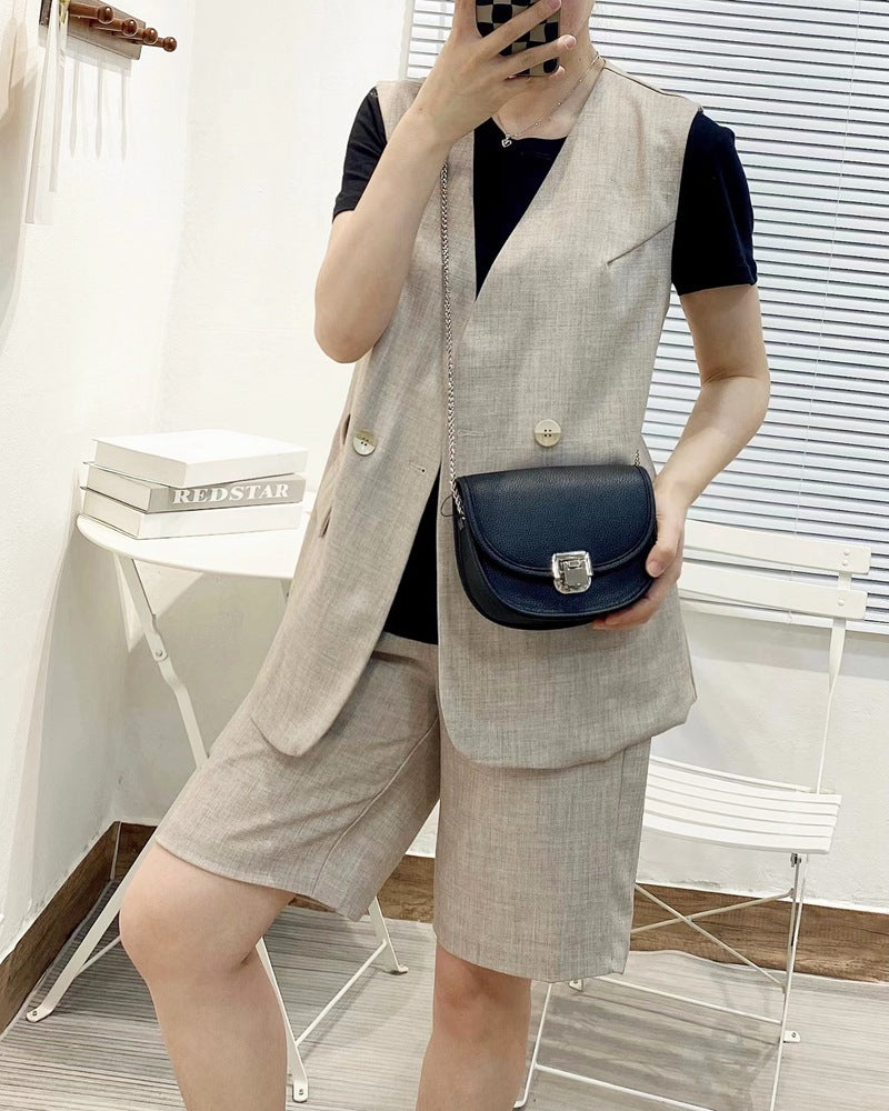 Leisure Yellow Small Saddle Bag 100% Genuine Cow Leather Women