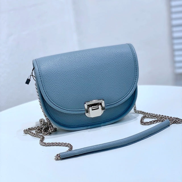 Leisure Yellow Small Saddle Bag 100% Genuine Cow Leather Women