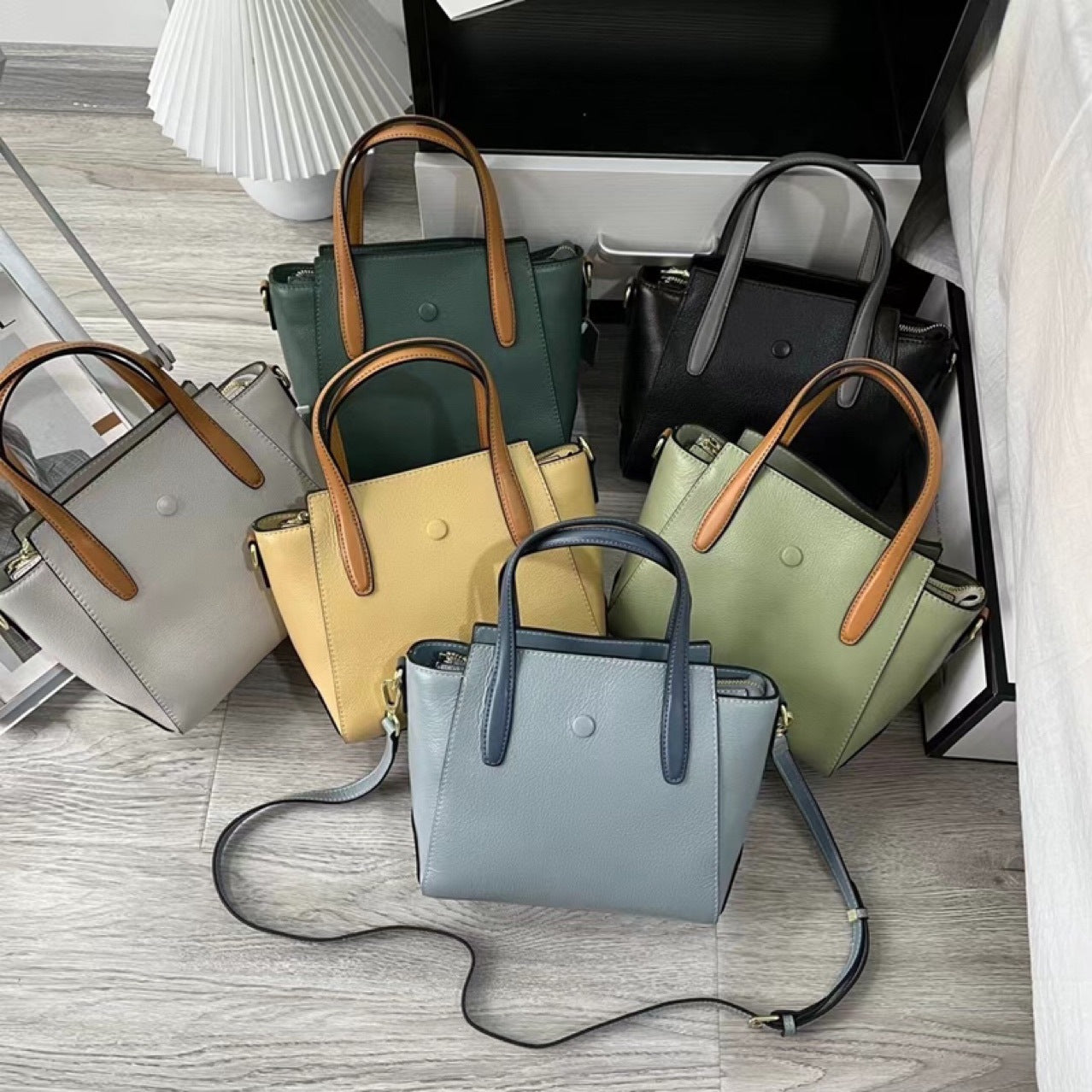 トートバッグ オリジナルデザイン イエロー 100%本革 レディース