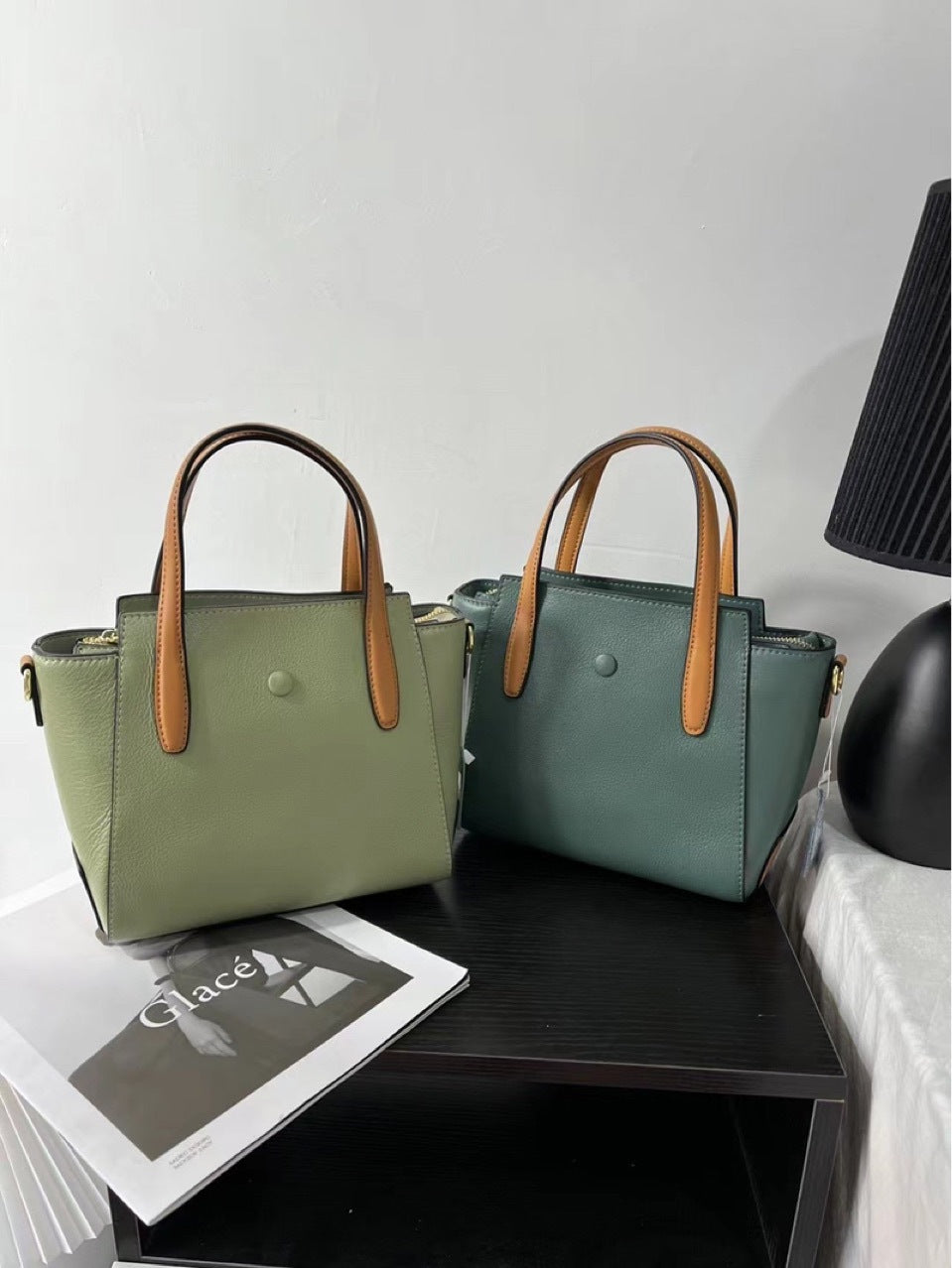 Tote Bag Original Design Yellow 100% Genuine Leather Women