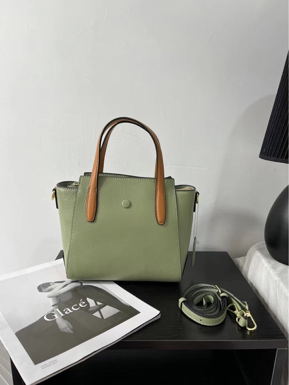 トートバッグ オリジナルデザイン イエロー 100%本革 レディース