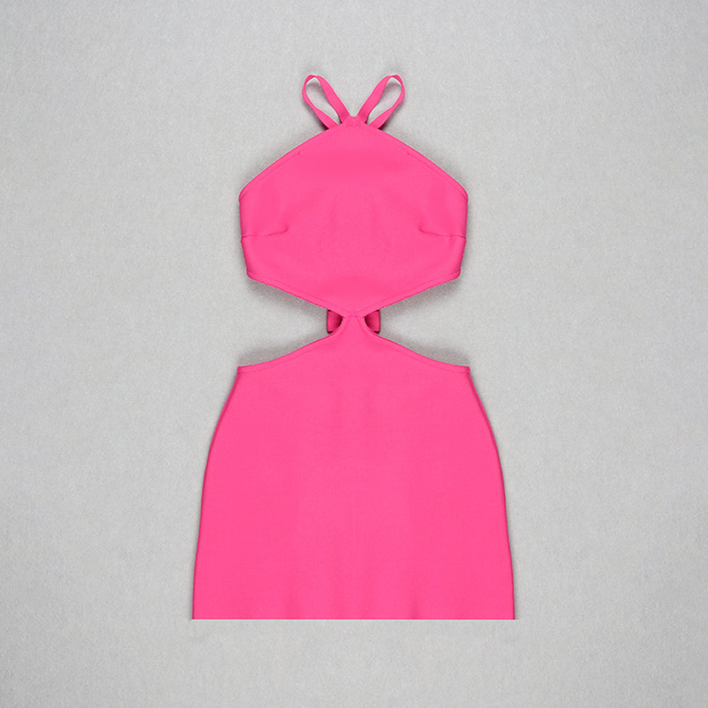 Sexy Solid Color Sleeveless Backless Cutout Bow Club Mini Dress