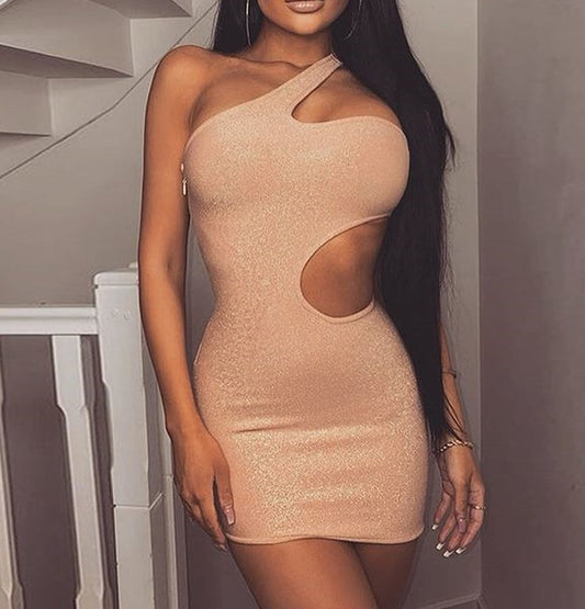 Mini Bandage Dress One Shoulder Sleeveless Party Dress