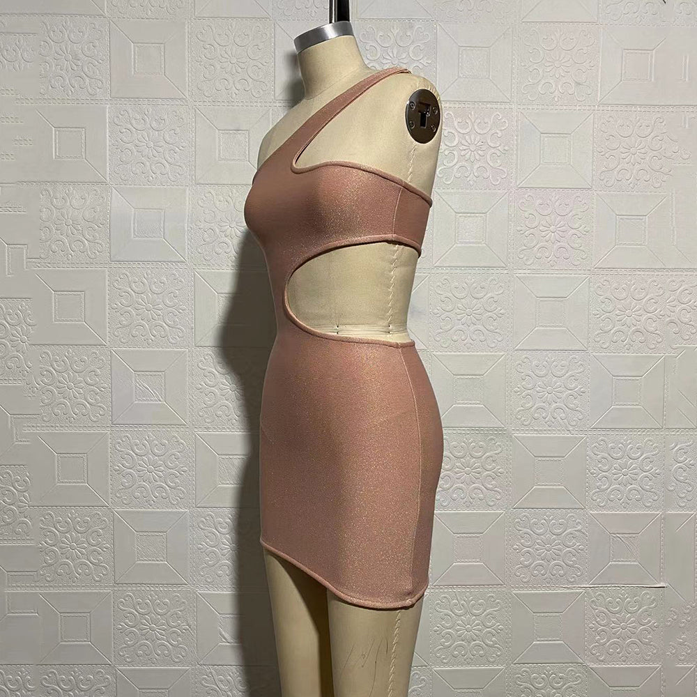 Mini Bandage Dress One Shoulder Sleeveless Party Dress