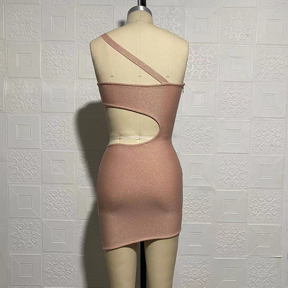 Mini Bandage Dress One Shoulder Sleeveless Party Dress