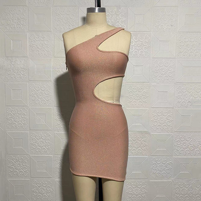 Mini Bandage Dress One Shoulder Sleeveless Party Dress