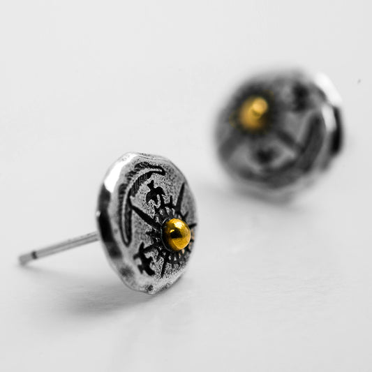Silver Brass Stud Earrings