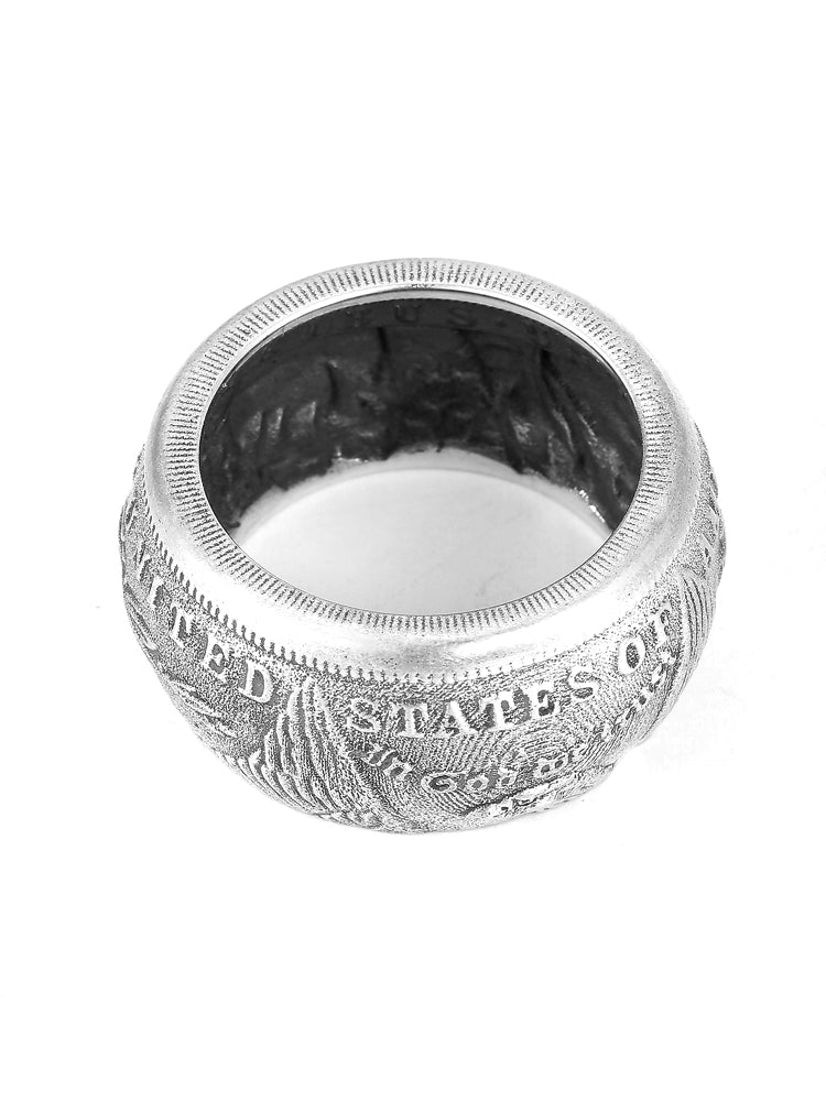 S925 Ancient Silver Coin Ring Men New Trend