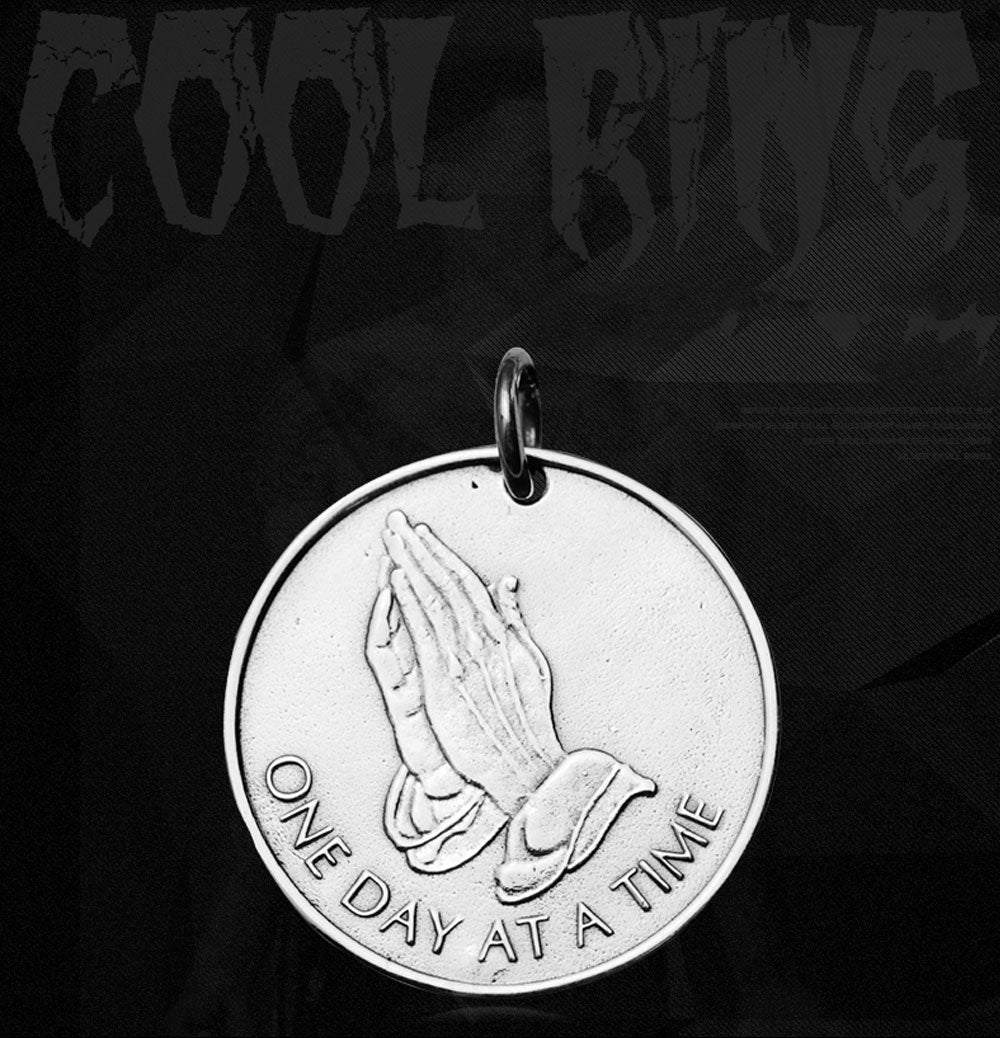Praying Hands 925 Silver Necklace Male Personality  Hip Hop