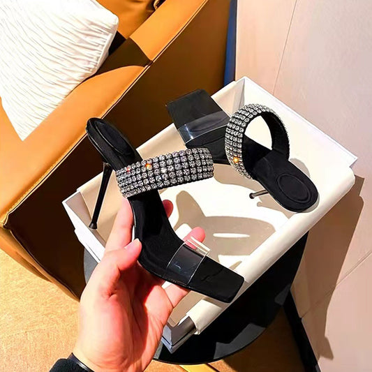 ハイヒールレディーススクエアヘッドシューズ