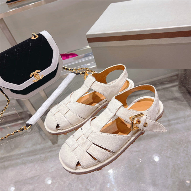 Tストラップデザイン ラウンドトゥ カジュアル フラットサンダル