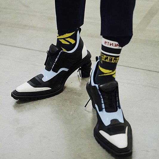 Pointed High-heel Martin Boots with Mixed Colors