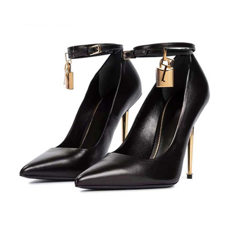 Pointed Metal Lock Buckle Single Shoe Leopard Print