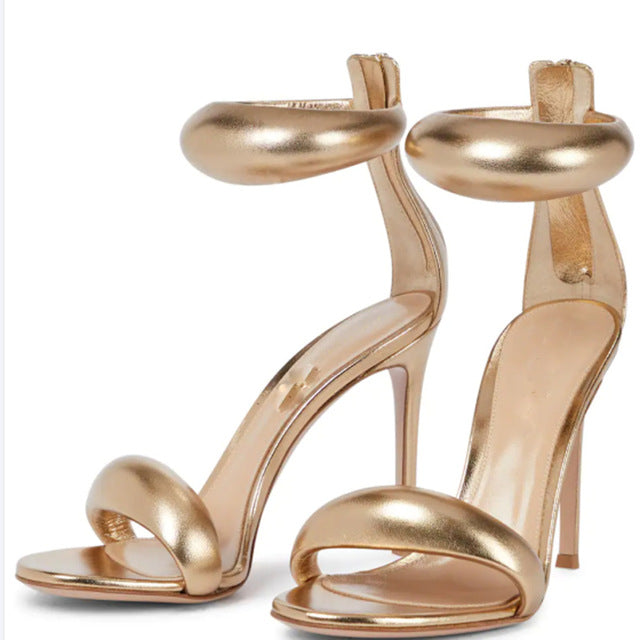 ローマサンダル付き牛革ワンラインバックジッパーバッグ