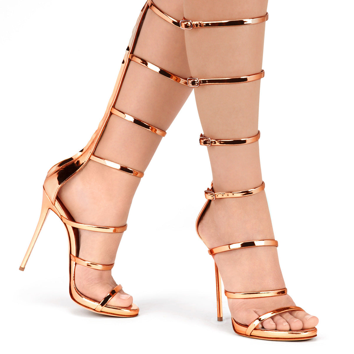 レディース フィッシュマウス ハイトップ ローマンバックル サンダル