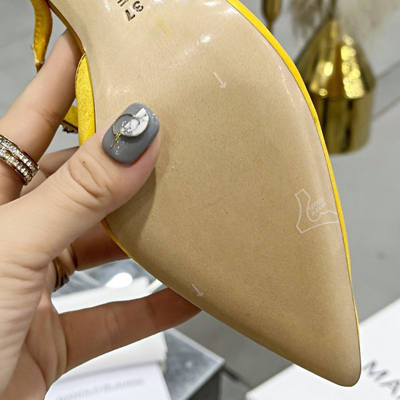 スティレットラインストーンシングルシューズサテンウェディングシューズスリッパ