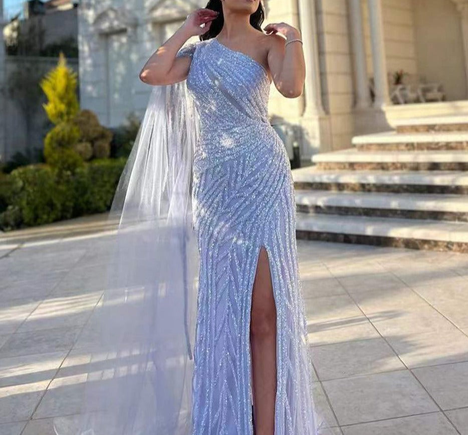 Lilac High Split Mermaid Evening Dresses Gowns