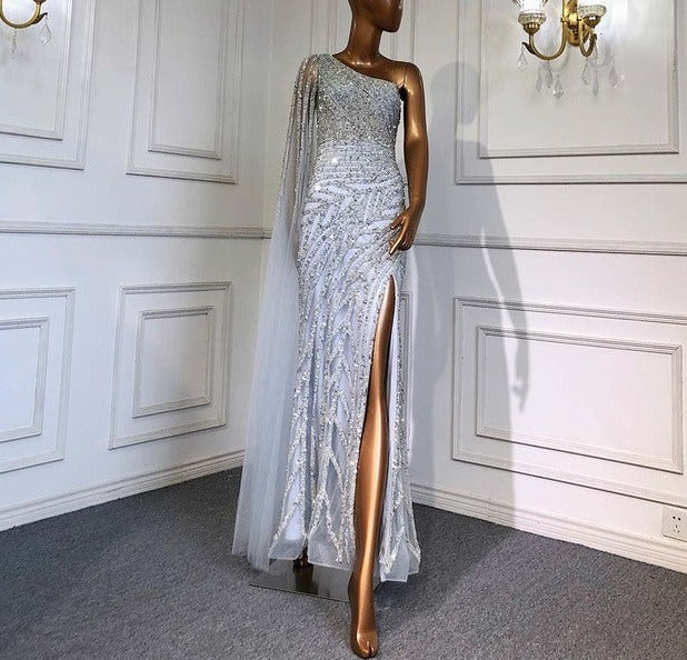 Lilac High Split Mermaid Evening Dresses Gowns