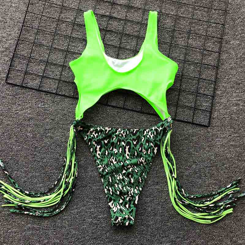 Leopard Swimwear Tummy Cut Out One Piece