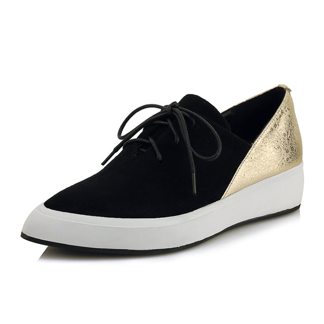 Women Flats Oxford Shoes Genuine Leather Loafers