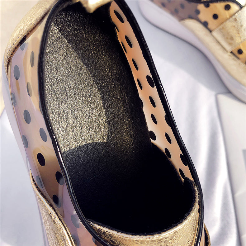 Women  Leather Flat Laces Platform Loafers