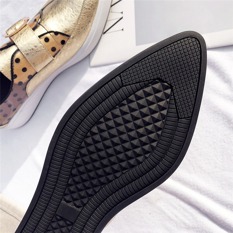 Women  Leather Flat Laces Platform Loafers