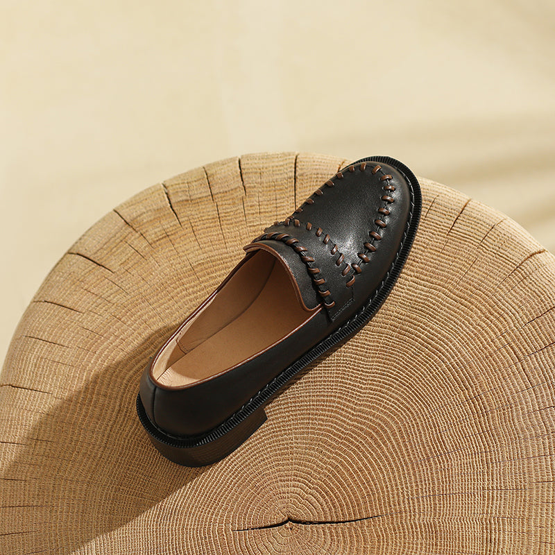 女性用本革フラットシューズ オックスフォードシューズ ハンドメイド