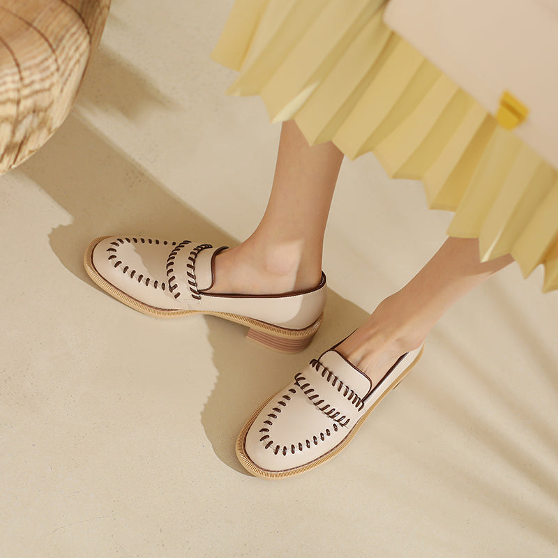 女性用本革フラットシューズ オックスフォードシューズ ハンドメイド