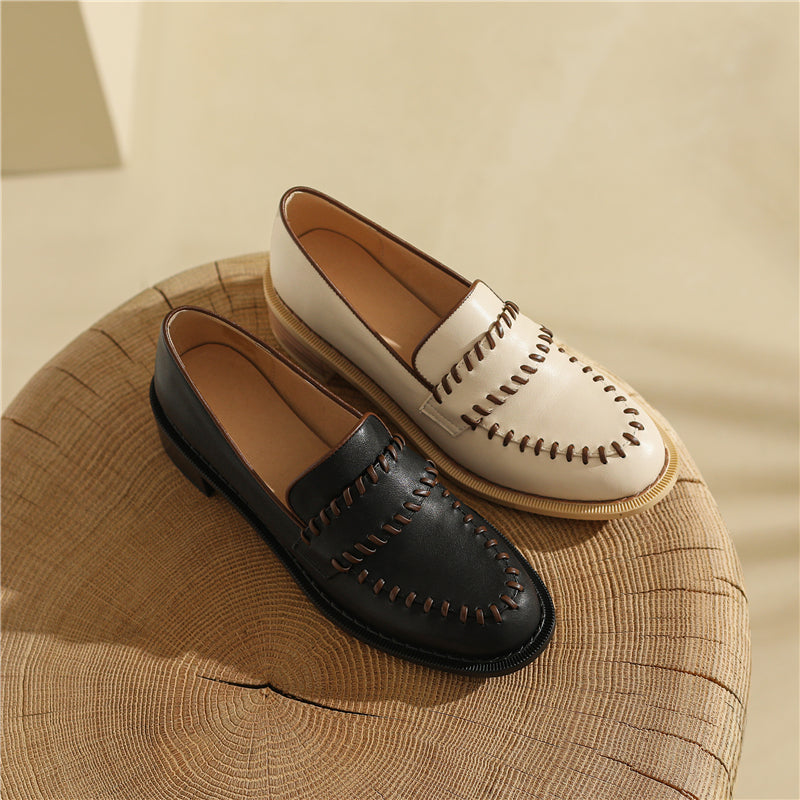 女性用本革フラットシューズ オックスフォードシューズ ハンドメイド