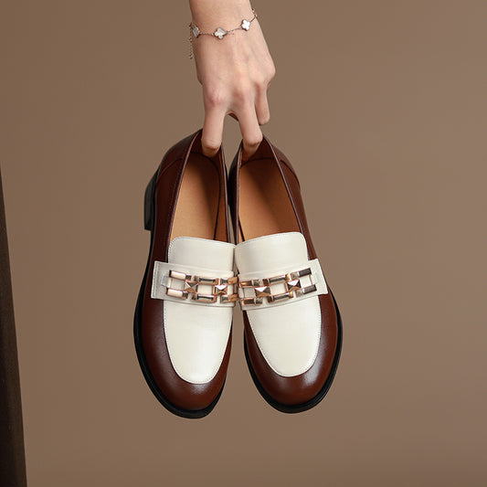 Women Genuine Leather Oxfords Shoes Hand-made