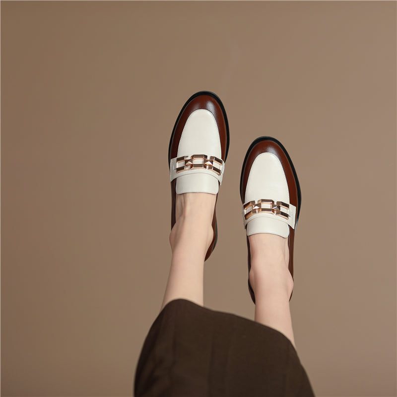 Women Genuine Leather Oxfords Shoes Hand-made