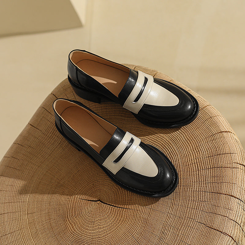 Women Genuine Leather Flats Oxfords Shoes