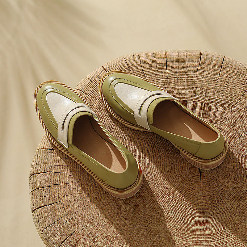 Women Genuine Leather Flats Oxfords Shoes