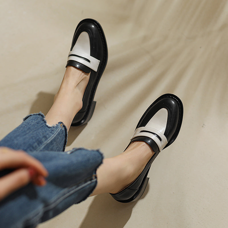 Women Genuine Leather Flats Oxfords Shoes