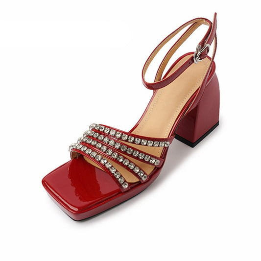 女性用セクシーなバックル夏用厚底ヒールシューズ