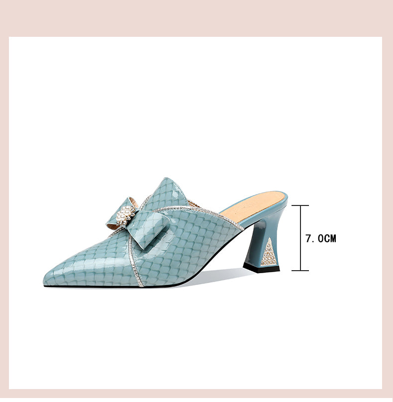 Genuine Leather Sandals For Women Thick Heels Pump