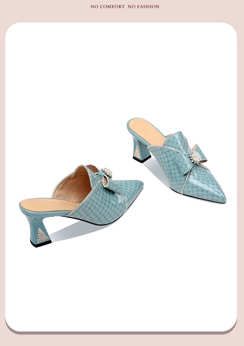 Genuine Leather Sandals For Women Thick Heels Pump