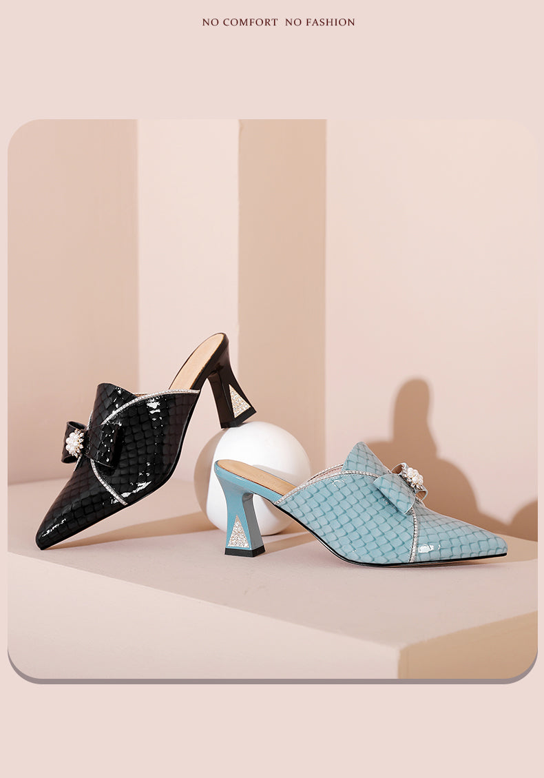 Genuine Leather Sandals For Women Thick Heels Pump