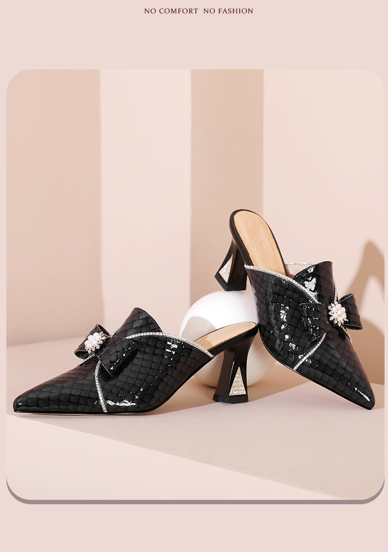 Genuine Leather Sandals For Women Thick Heels Pump