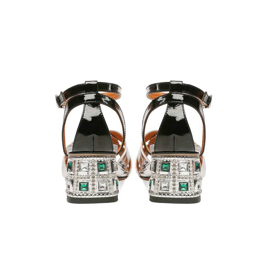 Genuine Leather Sandals For Women Buckle Thick Heels