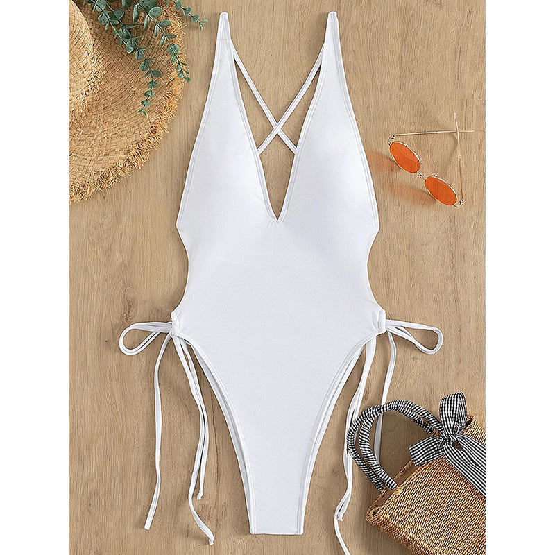 Sexy Deep V One Piece Swimming Suit For Women