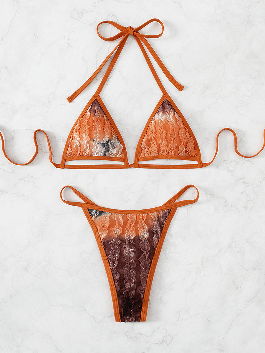 Halter Print  Women Bikini Swimwear Push Up